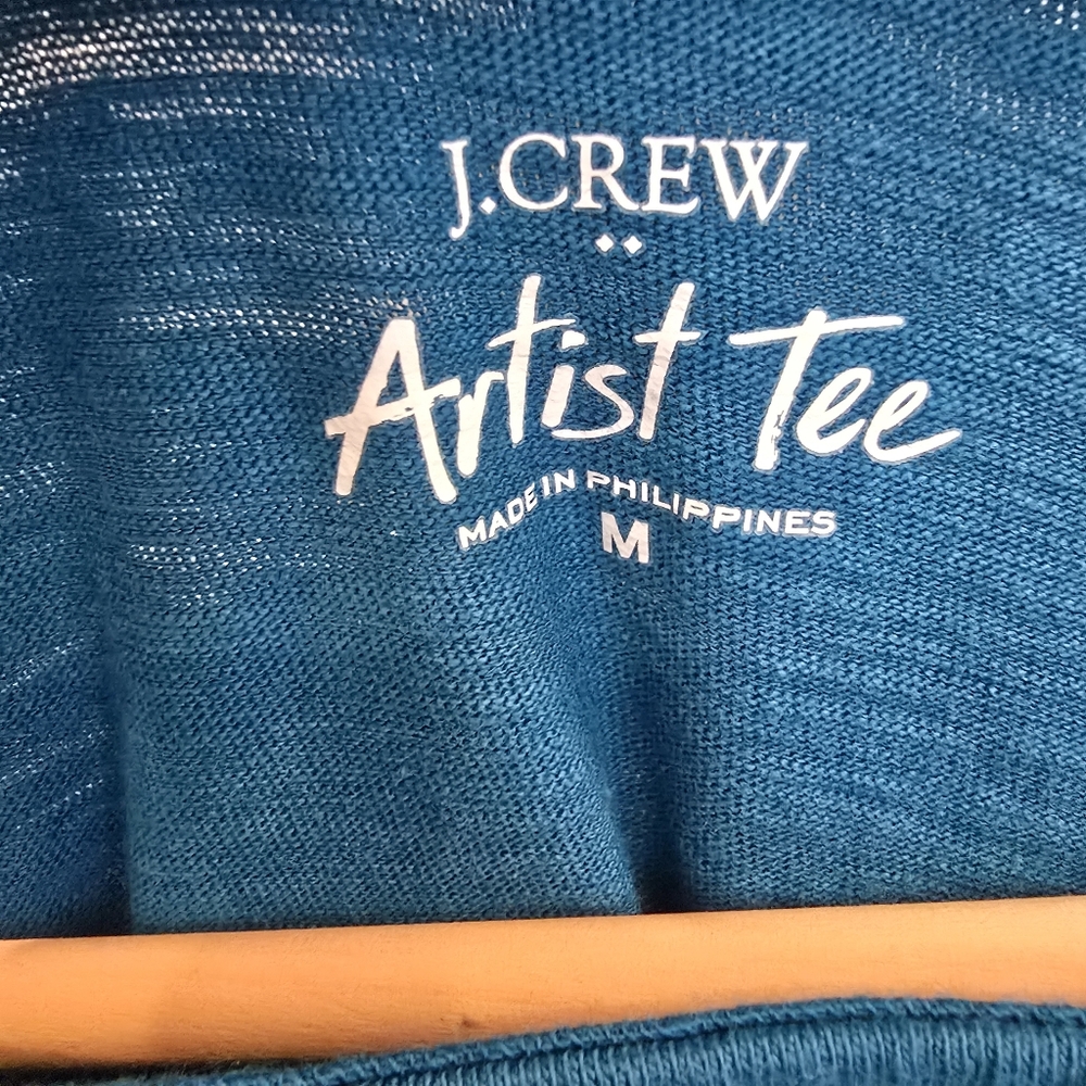 J. Crew Long Sleeve Artist Tee - Warm Mineral Tuquoise Size Medium - Picture 6 of 7